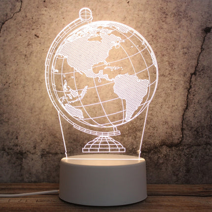 White Base Creative 3D Tricolor LED Decorative Night Light, Button Plug Version, Birthday Cake, Snow Deer 01, Christmas Tree 01, Christmas Deer 01, Globe