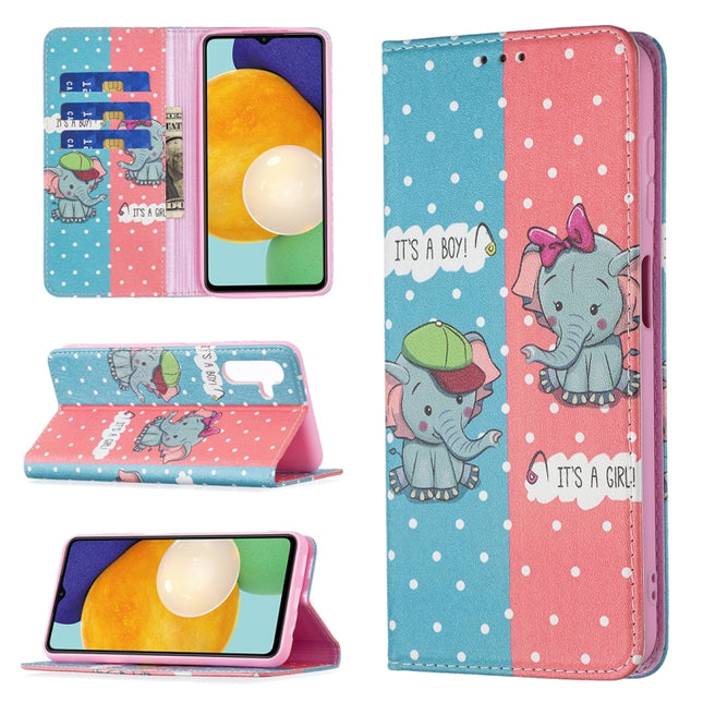 Colored Drawing Pattern Invisible Magnetic Horizontal Flip Phone Leather Case with Holder & Card Slots & Wallet, For Samsung Galaxy A13 5G, For Samsung Galaxy S22 Ultra 5G