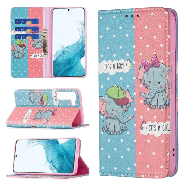 Colored Drawing Pattern Invisible Magnetic Horizontal Flip Phone Leather Case with Holder & Card Slots & Wallet, For Samsung Galaxy S22+ 5G, For Samsung Galaxy S22 5G
