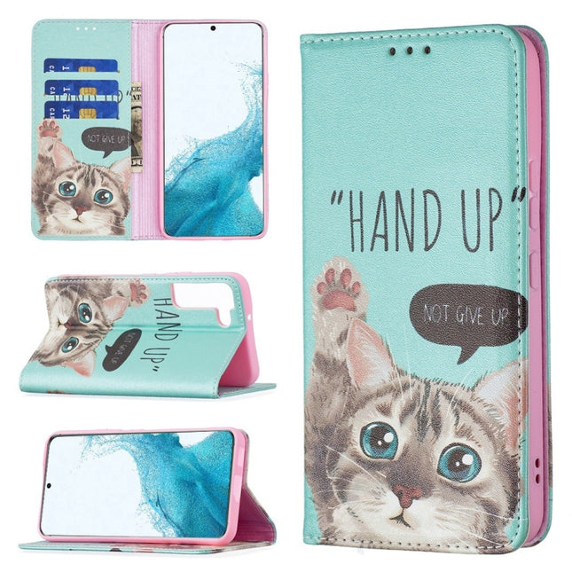 Colored Drawing Pattern Invisible Magnetic Horizontal Flip Phone Leather Case with Holder & Card Slots & Wallet, For Samsung Galaxy S22+ 5G, For Samsung Galaxy S22 5G
