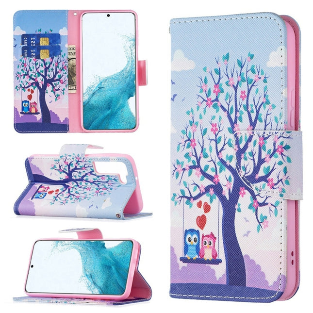 Colored Drawing Pattern Horizontal Flip Phone Leather Case with Holder & Card Slots & Wallet, For Samsung Galaxy S22+ 5G, For Samsung Galaxy S22 Ultra 5G