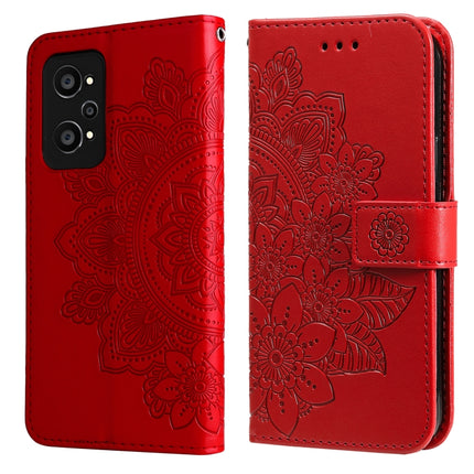 7-petal Flowers Embossed Flip Leather Phone Case with Holder & Card Slots, For Huawei nova 8i / Honor 50 Lite, For Huawei nova 9 / Honor 50, For Nokia G50, For OPPO Realme GT Neo2