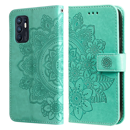 7-petal Flowers Embossed Flip Leather Phone Case with Holder & Card Slots, For OPPO Reno6 4G, For Samsung Galaxy M52 5G, For Samsung Galaxy S22 5G, For Samsung Galaxy S22+ 5G