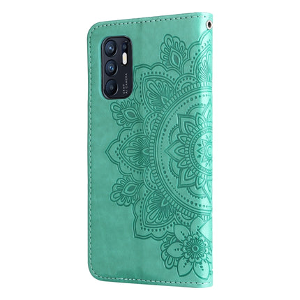 7-petal Flowers Embossed Flip Leather Phone Case with Holder & Card Slots, For OPPO Reno6 4G, For Samsung Galaxy M52 5G, For Samsung Galaxy S22 5G, For Samsung Galaxy S22+ 5G