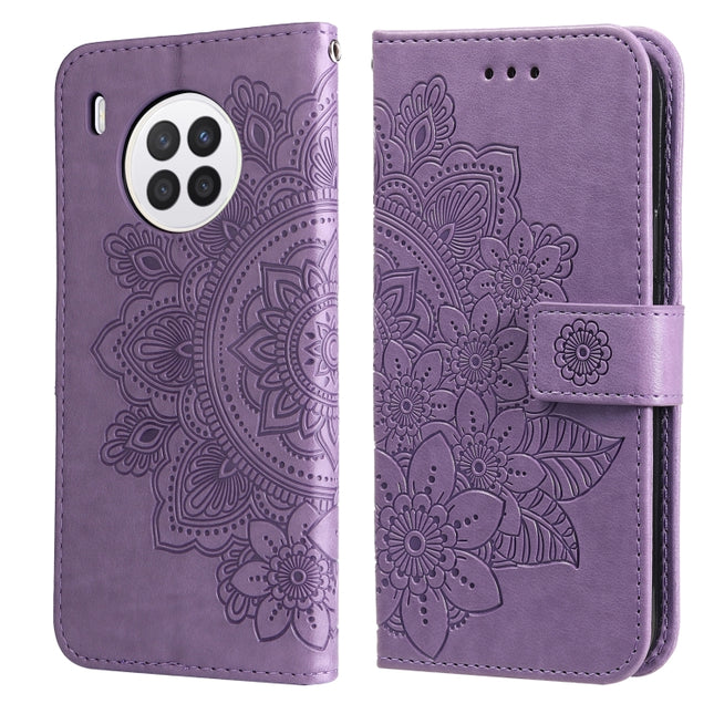 7-petal Flowers Embossed Flip Leather Phone Case with Holder & Card Slots, For Huawei nova 8i / Honor 50 Lite, For Huawei nova 9 / Honor 50, For Nokia G50, For OPPO Realme GT Neo2