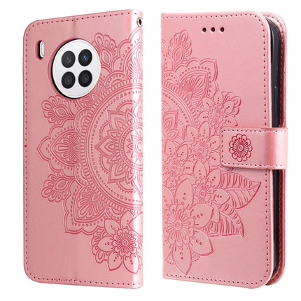 7-petal Flowers Embossed Flip Leather Phone Case with Holder & Card Slots, For Huawei nova 8i / Honor 50 Lite, For Huawei nova 9 / Honor 50, For Nokia G50, For OPPO Realme GT Neo2