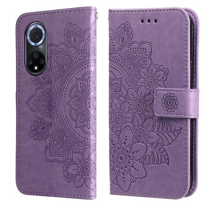 7-petal Flowers Embossed Flip Leather Phone Case with Holder & Card Slots, For Huawei nova 8i / Honor 50 Lite, For Huawei nova 9 / Honor 50, For Nokia G50, For OPPO Realme GT Neo2