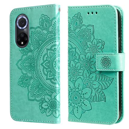 7-petal Flowers Embossed Flip Leather Phone Case with Holder & Card Slots, For Huawei nova 8i / Honor 50 Lite, For Huawei nova 9 / Honor 50, For Nokia G50, For OPPO Realme GT Neo2