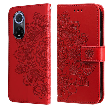 7-petal Flowers Embossed Flip Leather Phone Case with Holder & Card Slots, For Huawei nova 8i / Honor 50 Lite, For Huawei nova 9 / Honor 50, For Nokia G50, For OPPO Realme GT Neo2