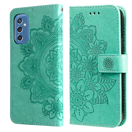 7-petal Flowers Embossed Flip Leather Phone Case with Holder & Card Slots, For OPPO Reno6 4G, For Samsung Galaxy M52 5G, For Samsung Galaxy S22 5G, For Samsung Galaxy S22+ 5G