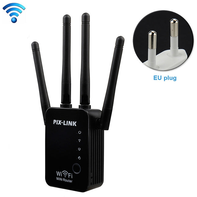 Wireless Smart WiFi Router Repeater with 4 WiFi Antennas, EU Plug Black, EU Plug White, UK Plug Black, UK Plug White, US Plug Black, US Plug White