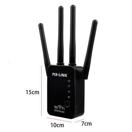 Wireless Smart WiFi Router Repeater with 4 WiFi Antennas, EU Plug Black, EU Plug White, UK Plug Black, UK Plug White, US Plug Black, US Plug White
