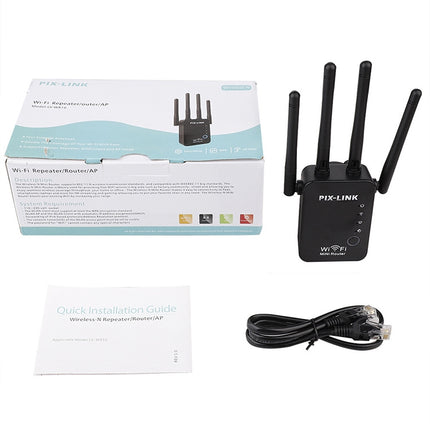Wireless Smart WiFi Router Repeater with 4 WiFi Antennas, EU Plug Black, EU Plug White, UK Plug Black, UK Plug White, US Plug Black, US Plug White