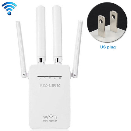 Wireless Smart WiFi Router Repeater with 4 WiFi Antennas, EU Plug Black, EU Plug White, UK Plug Black, UK Plug White, US Plug Black, US Plug White