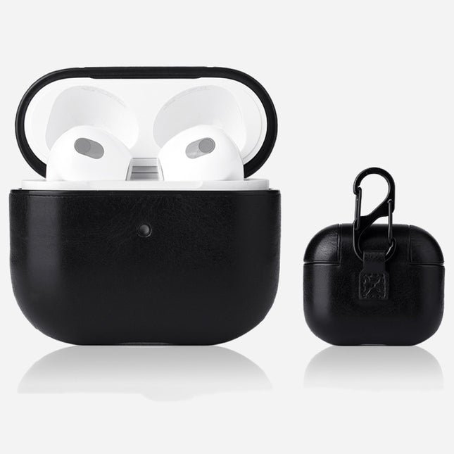 Estuche protector con textura Crazy Horse para auriculares AirPods 3 con hebilla para colgar