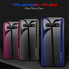 Texture Gradient Glass Protective Case, For Galaxy S10, For iPhone SE 2022 / SE 2020 / 8 / 7, For iPhone XS Max