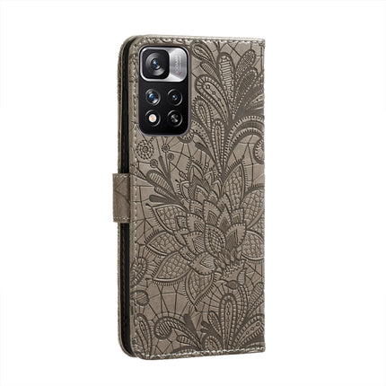 Lace Flower Leather Phone Case with Holder & Card Slots & Wallet & Photo Frame, For Xiaomi Redmi Note 11 Pro