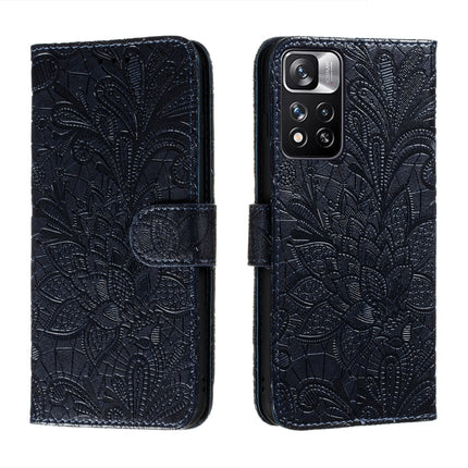 Lace Flower Leather Phone Case with Holder & Card Slots & Wallet & Photo Frame, For Xiaomi Redmi Note 11 Pro