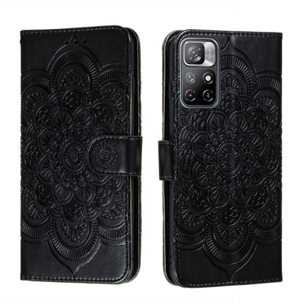 Sun Mandala Embossing Pattern Phone Leather Case with Holder & Card Slots & Wallet & Lanyard, For Xiaomi Redmi Note 11, For Xiaomi Redmi Note 11 Pro