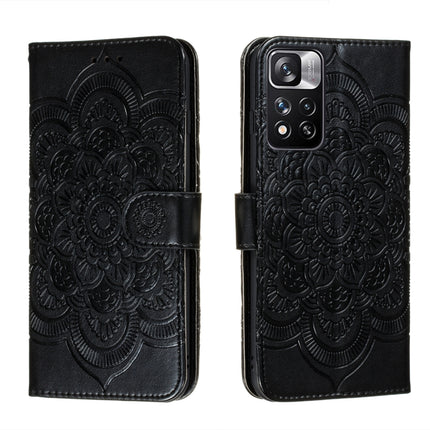 Sun Mandala Embossing Pattern Phone Leather Case with Holder & Card Slots & Wallet & Lanyard, For Xiaomi Redmi Note 11, For Xiaomi Redmi Note 11 Pro