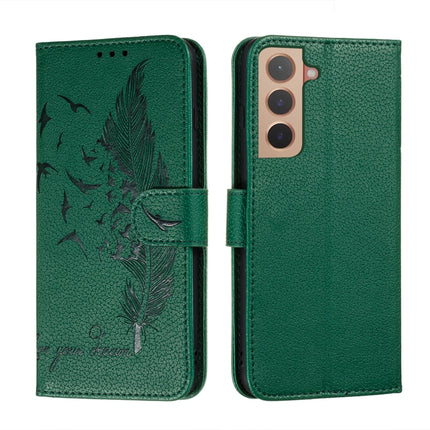 Feather Pattern Litchi Texture Leather Phone Case with Holder & Card Slots & Wallet, For Samsung Galaxy S22 5G, For Samsung Galaxy S22 Ultra 5G, For Samsung Galaxy S22+ 5G, For Xiaomi Redmi Note 11
