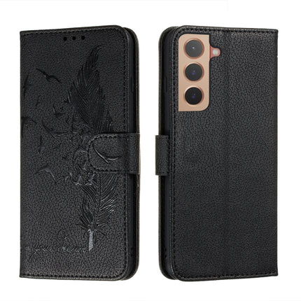 Feather Pattern Litchi Texture Leather Phone Case with Holder & Card Slots & Wallet, For Samsung Galaxy S22 5G, For Samsung Galaxy S22 Ultra 5G, For Samsung Galaxy S22+ 5G, For Xiaomi Redmi Note 11