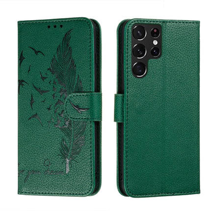 Feather Pattern Litchi Texture Leather Phone Case with Holder & Card Slots & Wallet, For Samsung Galaxy S22 5G, For Samsung Galaxy S22 Ultra 5G, For Samsung Galaxy S22+ 5G, For Xiaomi Redmi Note 11