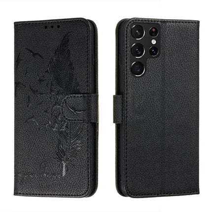 Feather Pattern Litchi Texture Leather Phone Case with Holder & Card Slots & Wallet, For Samsung Galaxy S22 5G, For Samsung Galaxy S22 Ultra 5G, For Samsung Galaxy S22+ 5G, For Xiaomi Redmi Note 11