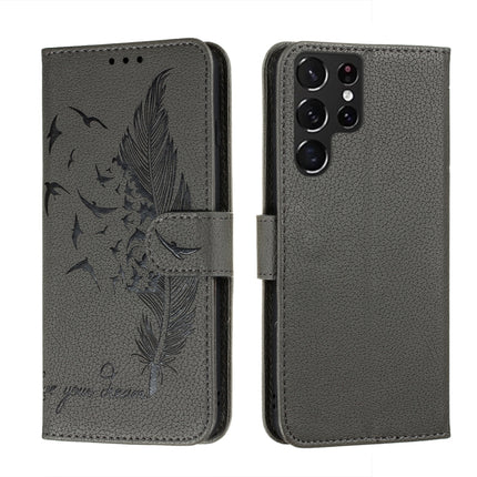 Feather Pattern Litchi Texture Leather Phone Case with Holder & Card Slots & Wallet, For Samsung Galaxy S22 5G, For Samsung Galaxy S22 Ultra 5G, For Samsung Galaxy S22+ 5G, For Xiaomi Redmi Note 11