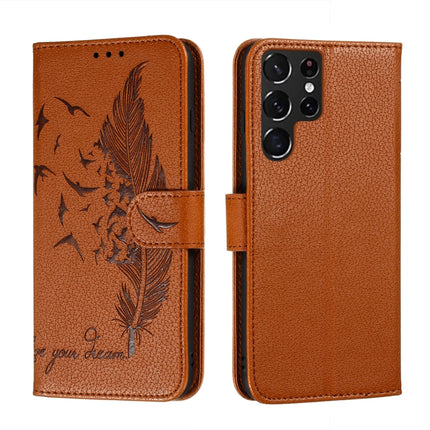 Feather Pattern Litchi Texture Leather Phone Case with Holder & Card Slots & Wallet, For Samsung Galaxy S22 5G, For Samsung Galaxy S22 Ultra 5G, For Samsung Galaxy S22+ 5G, For Xiaomi Redmi Note 11