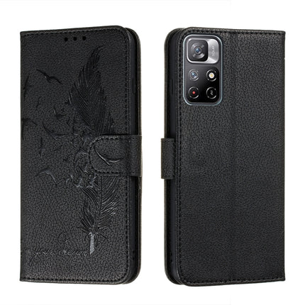 Feather Pattern Litchi Texture Leather Phone Case with Holder & Card Slots & Wallet, For Samsung Galaxy S22 5G, For Samsung Galaxy S22 Ultra 5G, For Samsung Galaxy S22+ 5G, For Xiaomi Redmi Note 11