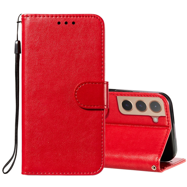 Solid Color Leather Phone Case with Holder & Card Slots & Wallet & Lanyard, For Samsung Galaxy S22 5G, For Samsung Galaxy S22 Ultra 5G, For Samsung Galaxy S22+ 5G, For Xiaomi Redmi Note 11