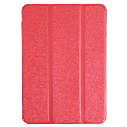 Funda de cuero con tapa horizontal y tres pliegues con textura de seda para tableta con soporte, para iPad mini 2024 / mini 6