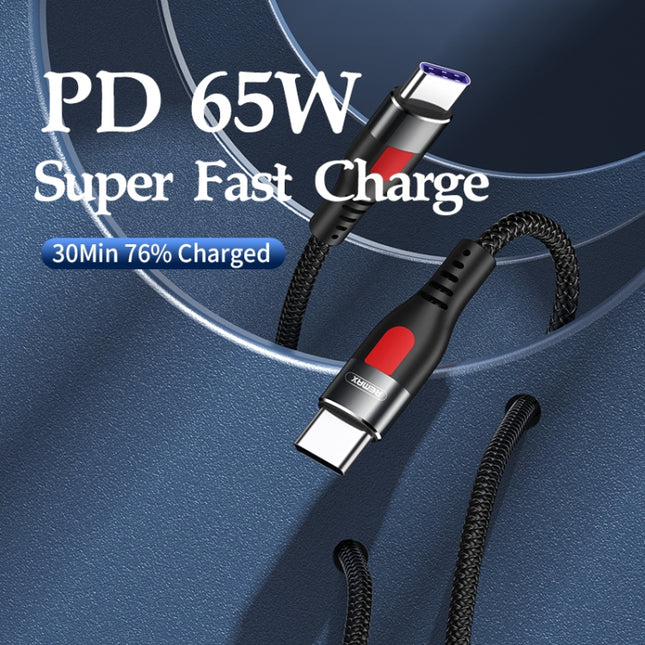 REMAX RC-195 Lesu Series PD 65W USB-C / Type-C to USB-C / Type-C Fast Charging Data Cable, Cable Length: 1m