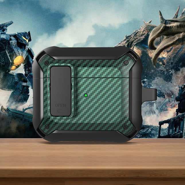 Funda protectora de fibra de carbono Bumblebee para auriculares con interruptor para AirPods 3, para AirPods 3