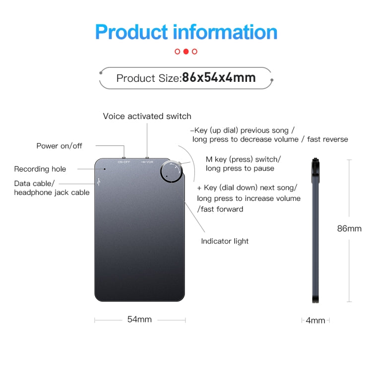 K2 Portable Ultra-thin Card Voice Recorder, 4GB, 8GB, 16GB, 32GB