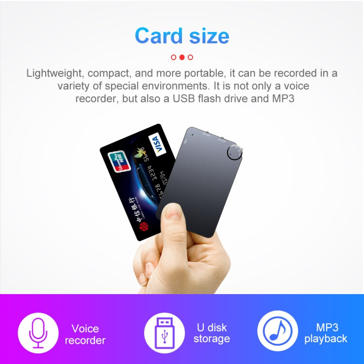 K2 Portable Ultra-thin Card Voice Recorder, 4GB, 8GB, 16GB, 32GB