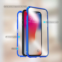 Funda abatible con imán de vidrio templado y marco angular de adsorción magnética de doble cara ultradelgada para iPhone X/XS, iPhone XR y iPhone XS Max