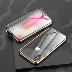 Funda abatible con imán de vidrio templado y marco angular de adsorción magnética de doble cara ultradelgada para iPhone X/XS, iPhone XR y iPhone XS Max