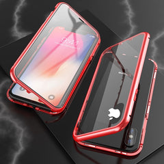 Funda abatible con imán de vidrio templado y marco angular de adsorción magnética de doble cara ultradelgada para iPhone X/XS, iPhone XR y iPhone XS Max