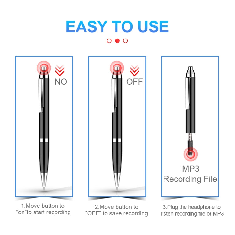 Q90 Intelligent HD Digital Noise Reduction Recording Pen, 4GB, 8GB, 16GB, 32GB