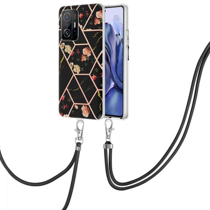 Electroplating Splicing Marble Flower TPU Phone Case with Lanyard, For Xiaomi Mi 11T / Mi 11T Pro, For Xiaomi Redmi 10, For Samsung Galaxy A13 5G