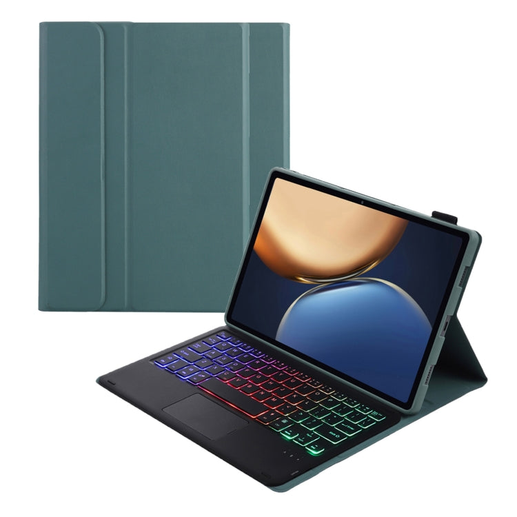 AHV7-AS Lambskin Texture Tri-color Backlight Bluetooth Keyboard Leather Tablet Case with Touchpad For Honor Pad V8 / Tablet V7 Pro