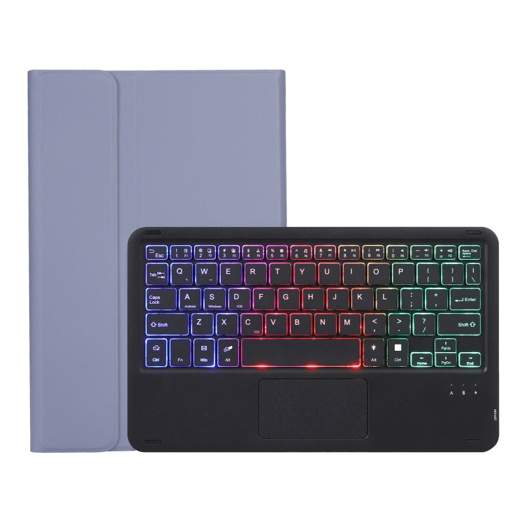 AHV7-AS Lambskin Texture Tri-color Backlight Bluetooth Keyboard Leather Tablet Case with Touchpad For Honor Pad V8 / Tablet V7 Pro