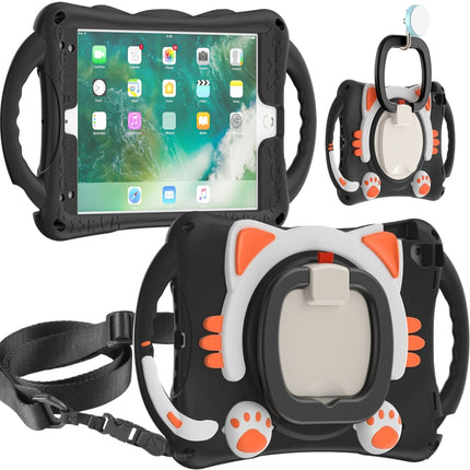 Niedliche Cat King Kids Stoßfeste EVA-Schutzhülle mit Halterung &amp; Schultergurt &amp; Griff, für iPad 9.7 2018 / 2017 / Air / Air 2 / Pro 9.7, für iPad 10.2 2019 / 2020 / 2021 / Pro 10.5, für iPad mini 6 / mini 2024, für iPad mini 6