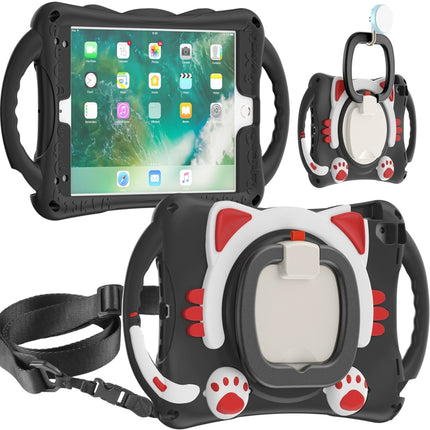 Niedliche Cat King Kids Stoßfeste EVA-Schutzhülle mit Halterung &amp; Schultergurt &amp; Griff, für iPad 9.7 2018 / 2017 / Air / Air 2 / Pro 9.7, für iPad 10.2 2019 / 2020 / 2021 / Pro 10.5, für iPad mini 6 / mini 2024, für iPad mini 6
