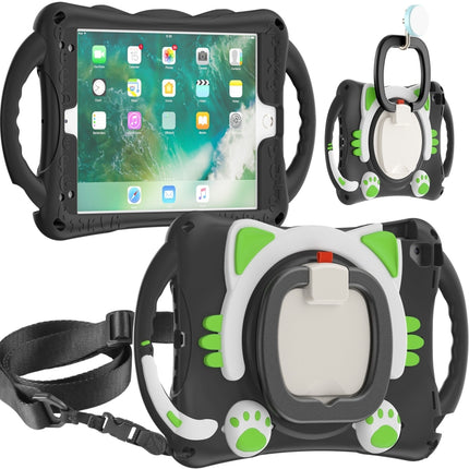 Niedliche Cat King Kids Stoßfeste EVA-Schutzhülle mit Halterung &amp; Schultergurt &amp; Griff, für iPad 9.7 2018 / 2017 / Air / Air 2 / Pro 9.7, für iPad 10.2 2019 / 2020 / 2021 / Pro 10.5, für iPad mini 6 / mini 2024, für iPad mini 6