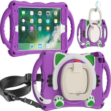 Niedliche Cat King Kids Stoßfeste EVA-Schutzhülle mit Halterung &amp; Schultergurt &amp; Griff, für iPad 9.7 2018 / 2017 / Air / Air 2 / Pro 9.7, für iPad 10.2 2019 / 2020 / 2021 / Pro 10.5, für iPad mini 6 / mini 2024, für iPad mini 6