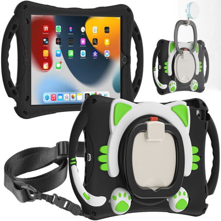 Niedliche Cat King Kids Stoßfeste EVA-Schutzhülle mit Halterung &amp; Schultergurt &amp; Griff, für iPad 9.7 2018 / 2017 / Air / Air 2 / Pro 9.7, für iPad 10.2 2019 / 2020 / 2021 / Pro 10.5, für iPad mini 6 / mini 2024, für iPad mini 6
