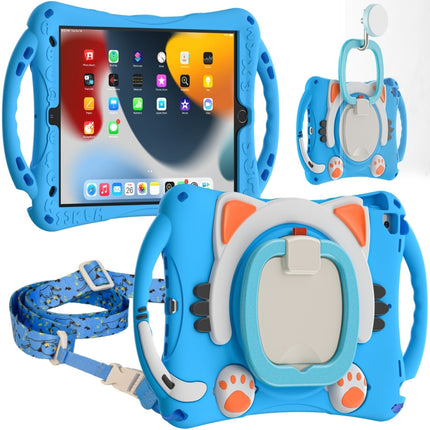 Niedliche Cat King Kids Stoßfeste EVA-Schutzhülle mit Halterung &amp; Schultergurt &amp; Griff, für iPad 9.7 2018 / 2017 / Air / Air 2 / Pro 9.7, für iPad 10.2 2019 / 2020 / 2021 / Pro 10.5, für iPad mini 6 / mini 2024, für iPad mini 6